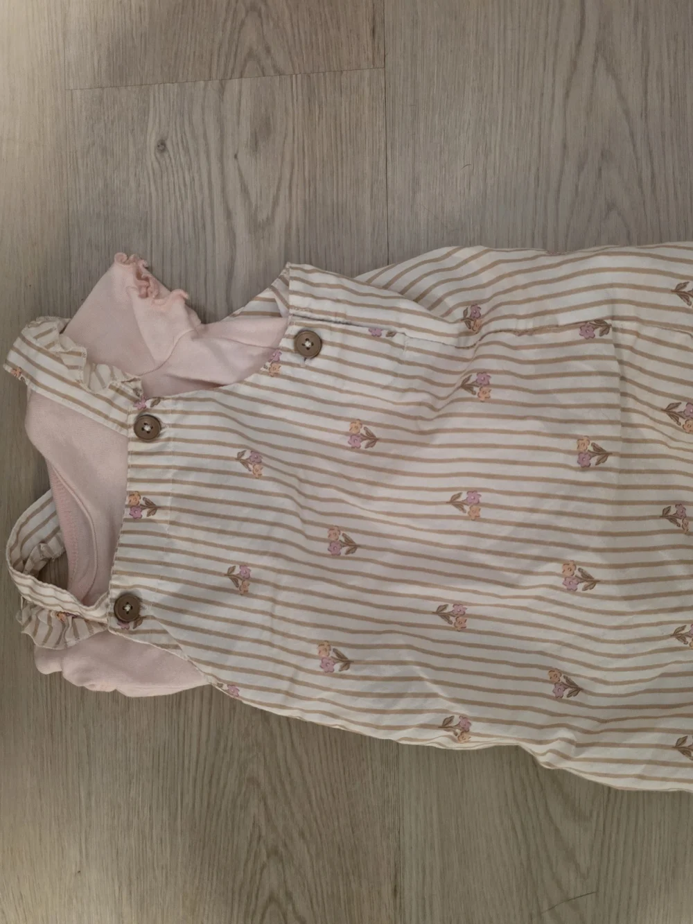 Carter's Pink and Tan Striped Floral Baby One-Piece